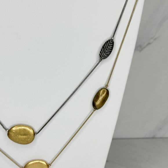 Chico's Double Strand Mixed Metal Station Statement Necklace ✨ - Picture 8 of 10